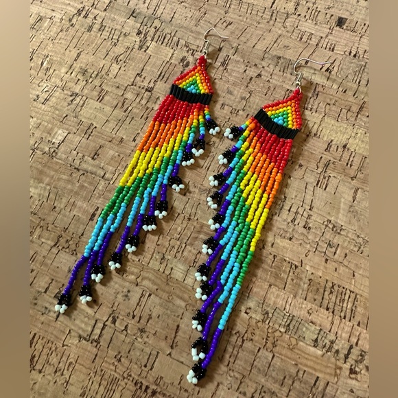 Rainbow beaded Earrings - Picture 1 of 5